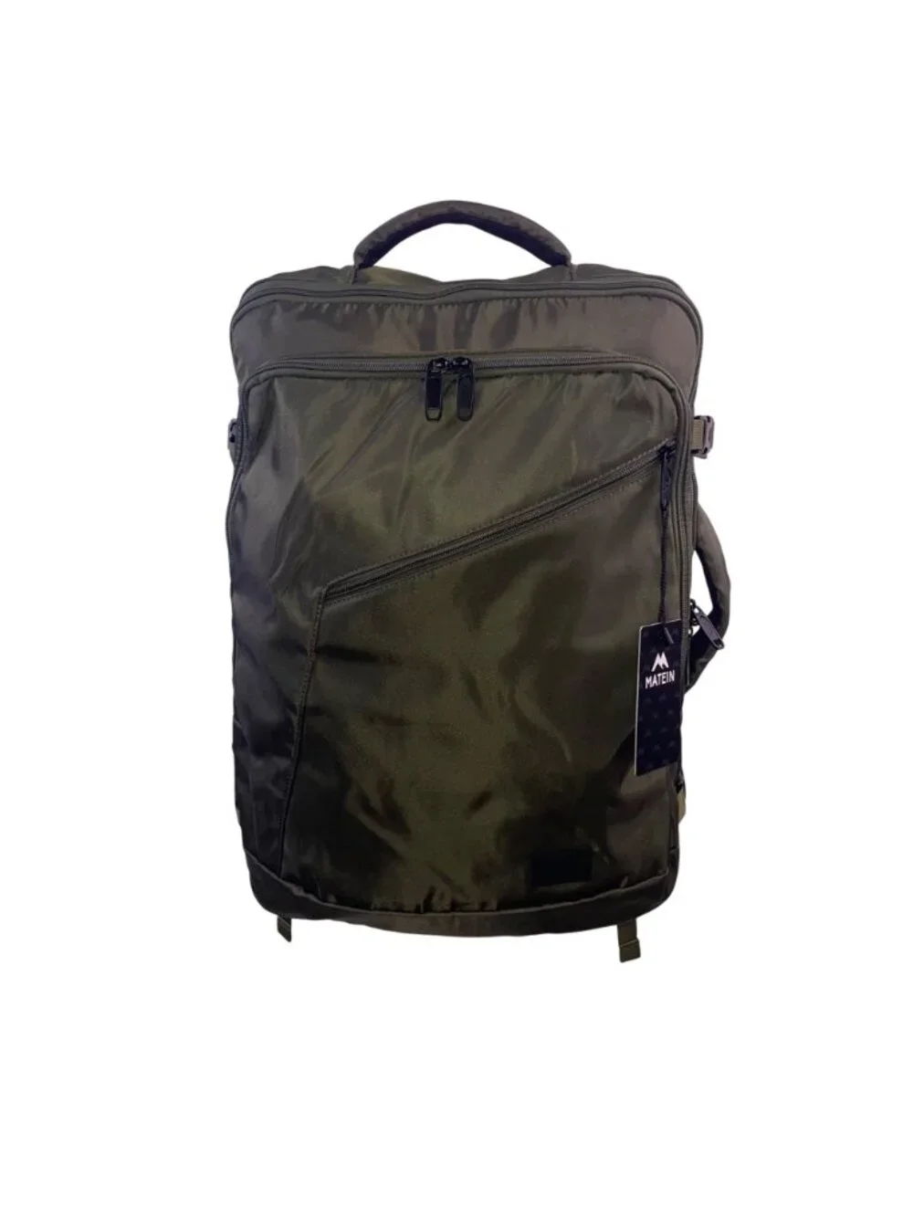 Matein Unisex Olive Green Nylon Adjustable Straps Convertible Travel Backpack